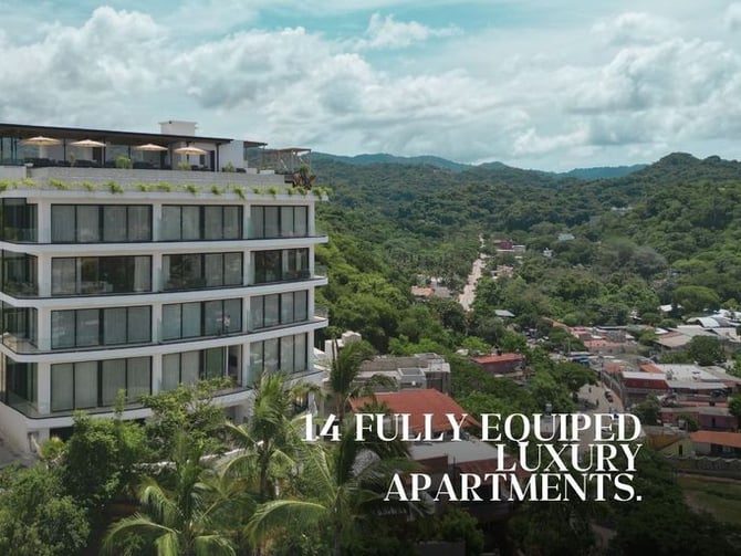 El Cielo de Sayulita building exterior with rooftop pool and jungle backdrop
